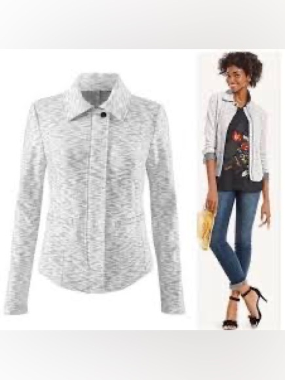 CAbi Neo Knit French Terry Moto Sweatshirt Jacket